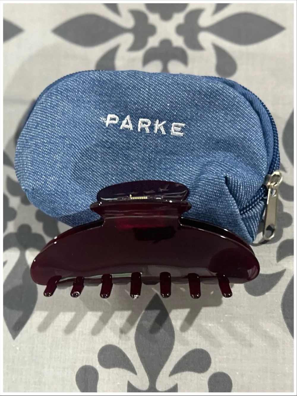 Parke Claw Clip on Holiday Drop Maroon NEW in BAG